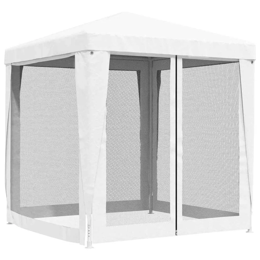Tente de réception avec 4 parois latérales en maille 2x2m Blanc - 4
