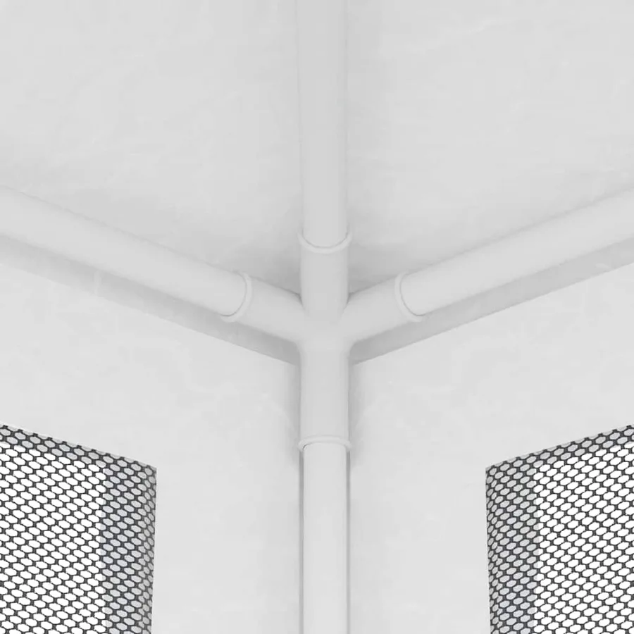 Tente de réception avec 4 parois latérales en maille 2x2m Blanc - 6
