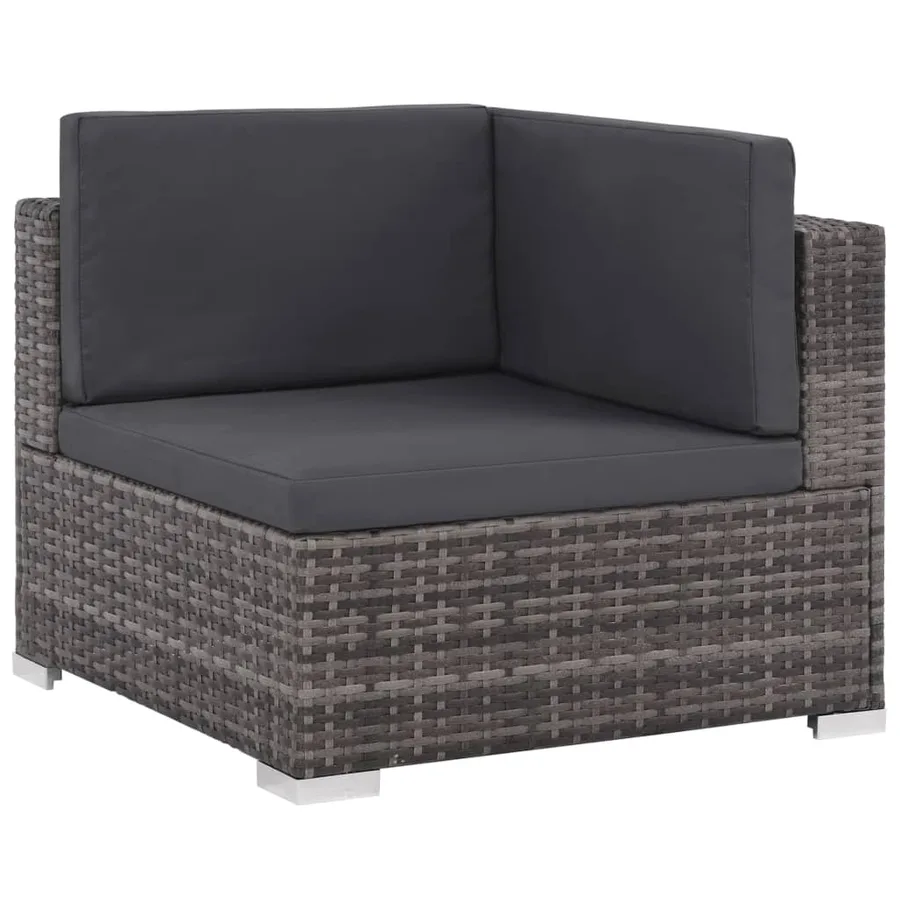 Salon de jardin 6 pcs avec coussins résine tressée gris - 2