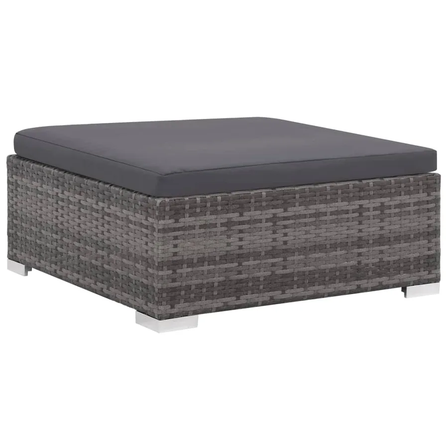 Salon de jardin 6 pcs avec coussins résine tressée gris - 4