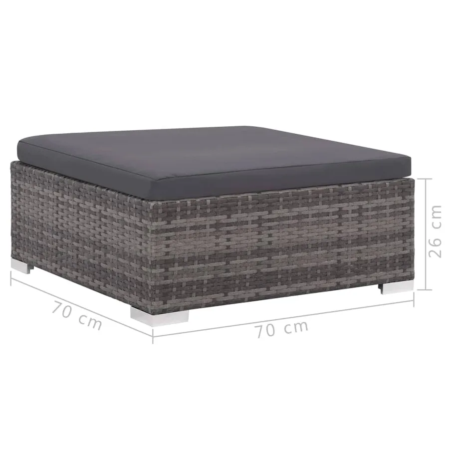 Salon de jardin 6 pcs avec coussins résine tressée gris - 8