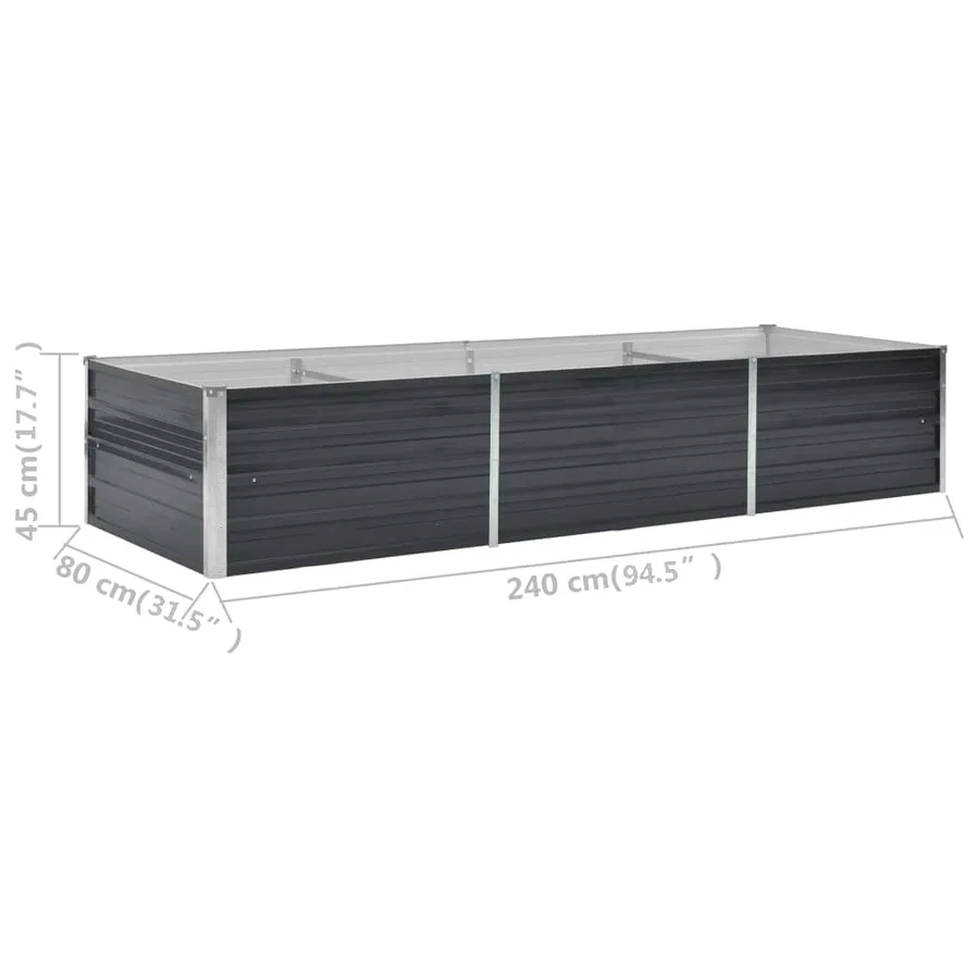 Lit surélevé de jardin Anthracite 240x80x45 cm Acier galvanisé - 8