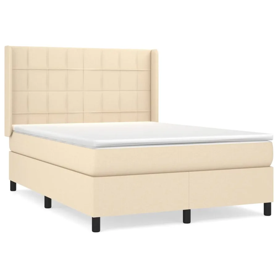 Sommier à lattes de lit avec matelas Crème 140x200 cm Tissu - 2