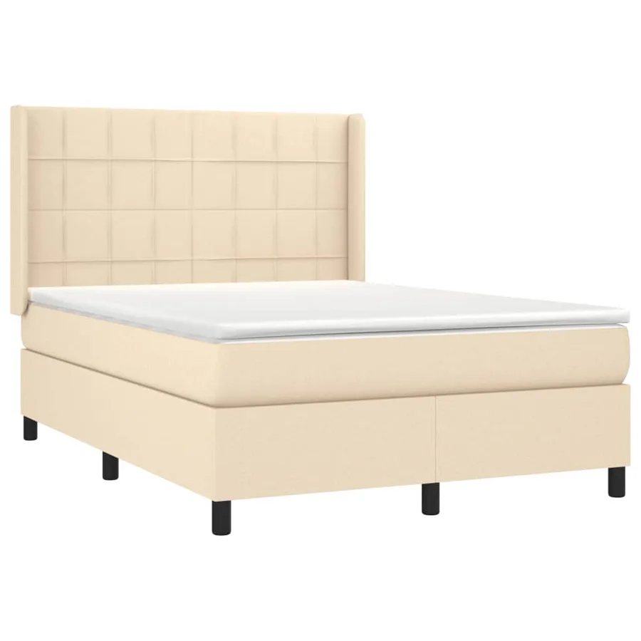 Sommier à lattes de lit avec matelas Crème 140x200 cm Tissu - 3