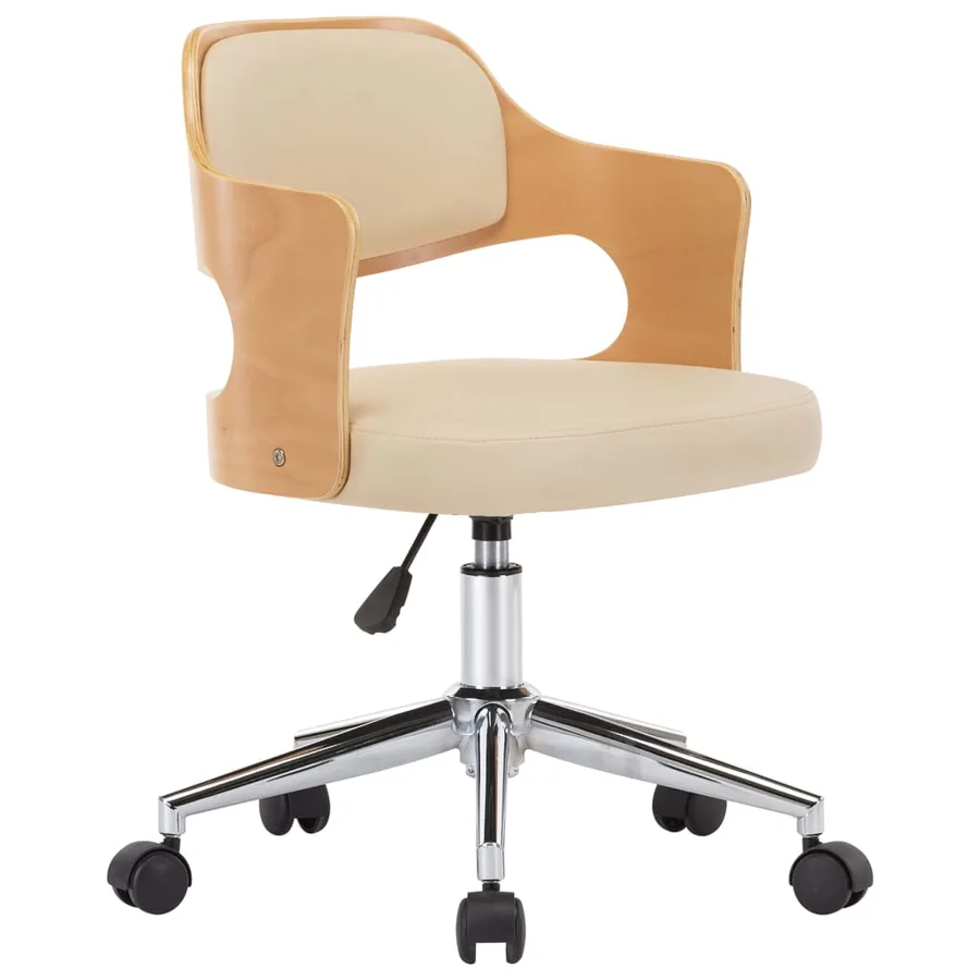 Chaise pivotante à manger Crème Bois courbé et Similicuir - 2
