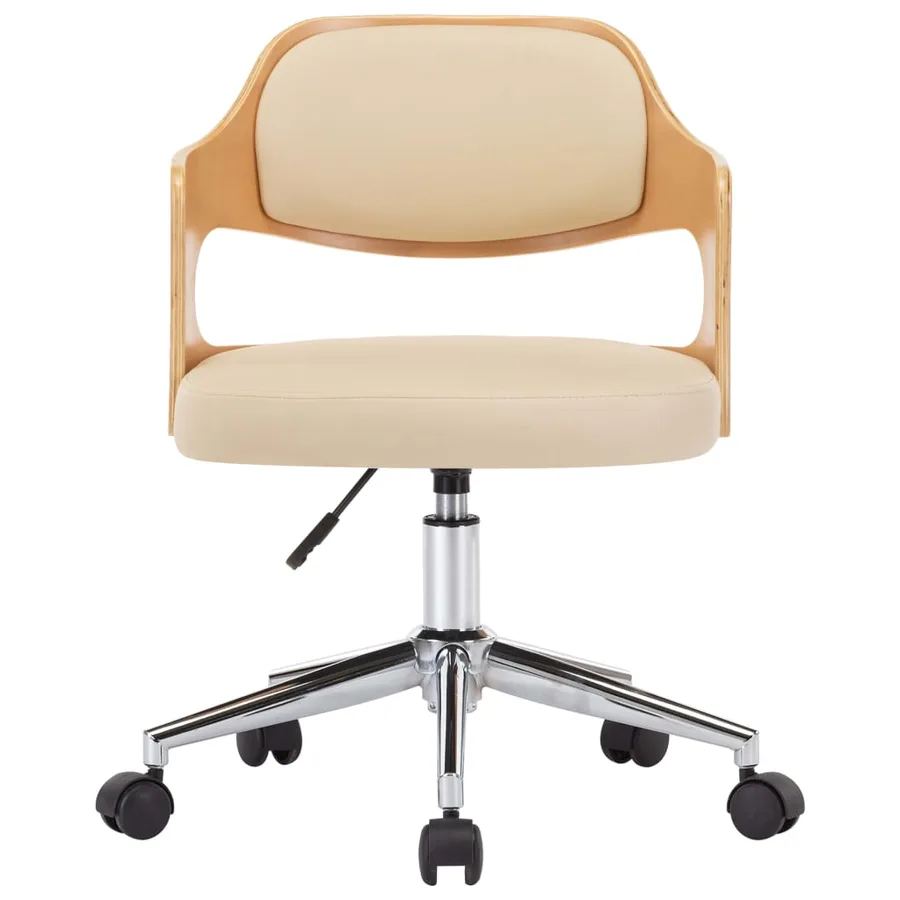 Chaise pivotante à manger Crème Bois courbé et Similicuir - 3
