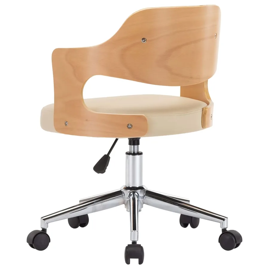 Chaise pivotante à manger Crème Bois courbé et Similicuir - 4