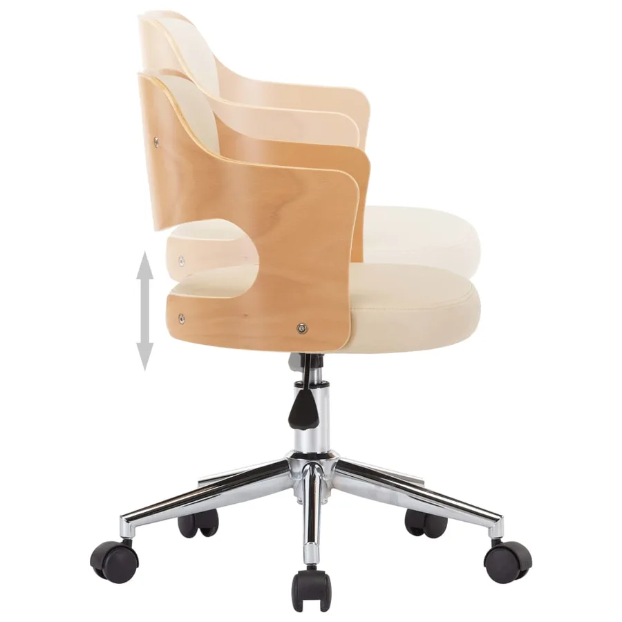 Chaise pivotante à manger Crème Bois courbé et Similicuir - 6