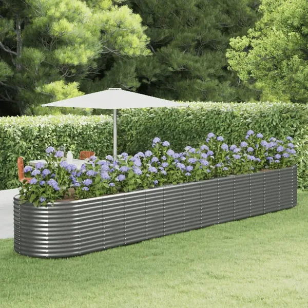 Lit surélevé de jardin Gris 554x100x68cm Acier enduit de poudre