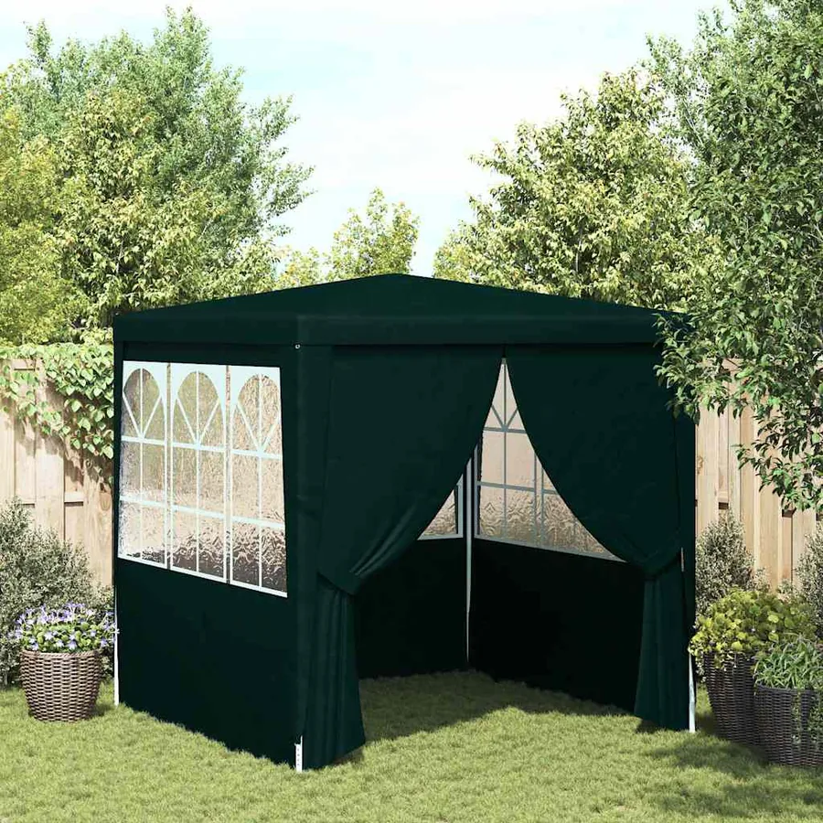 Tente de réception avec parois latérales 2,5x2,5 m Vert 90 g/m²