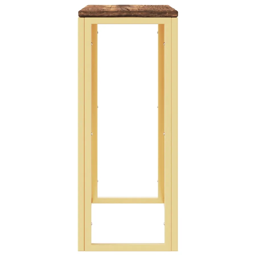 Table console doré acier inoxydable et bois massif récupération - 4