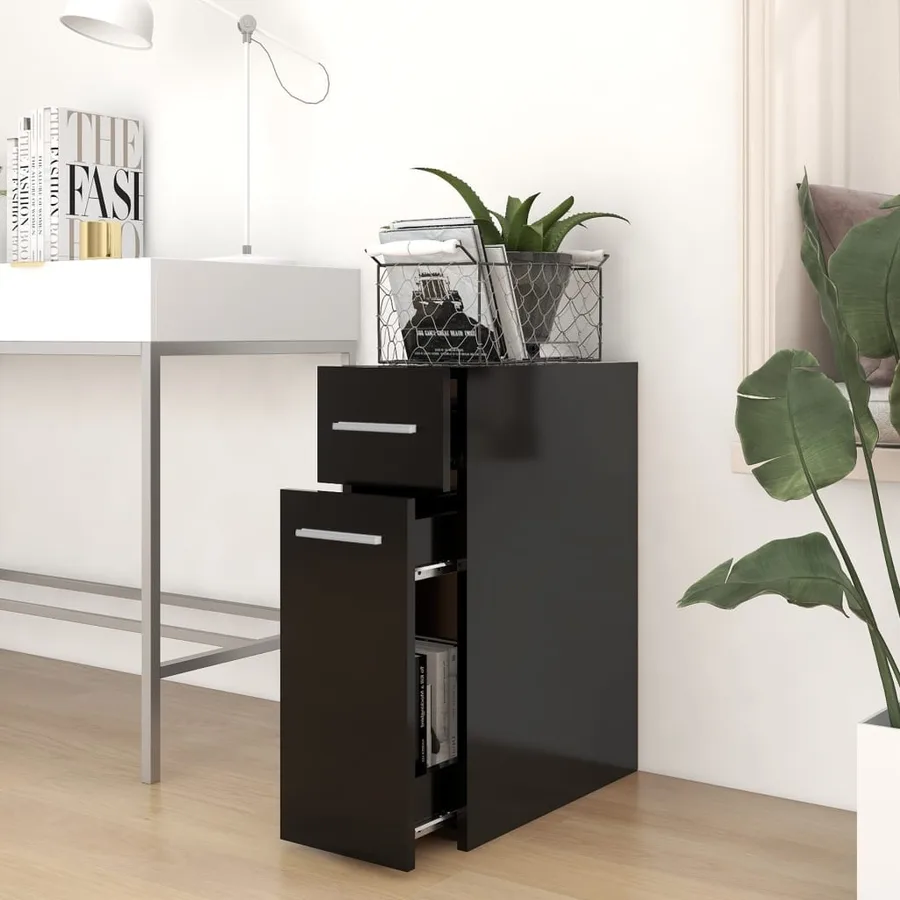 Armoire d'apothicaire Noir 20x45,5x60 cm Bois d’ingénierie - 3