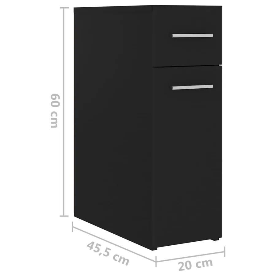 Armoire d'apothicaire Noir 20x45,5x60 cm Bois d’ingénierie - 8