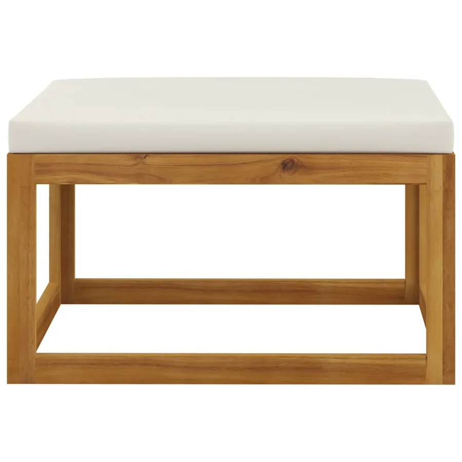 Salon de jardin 6 pcs avec coussin Crème Bois d'acacia solide - 18