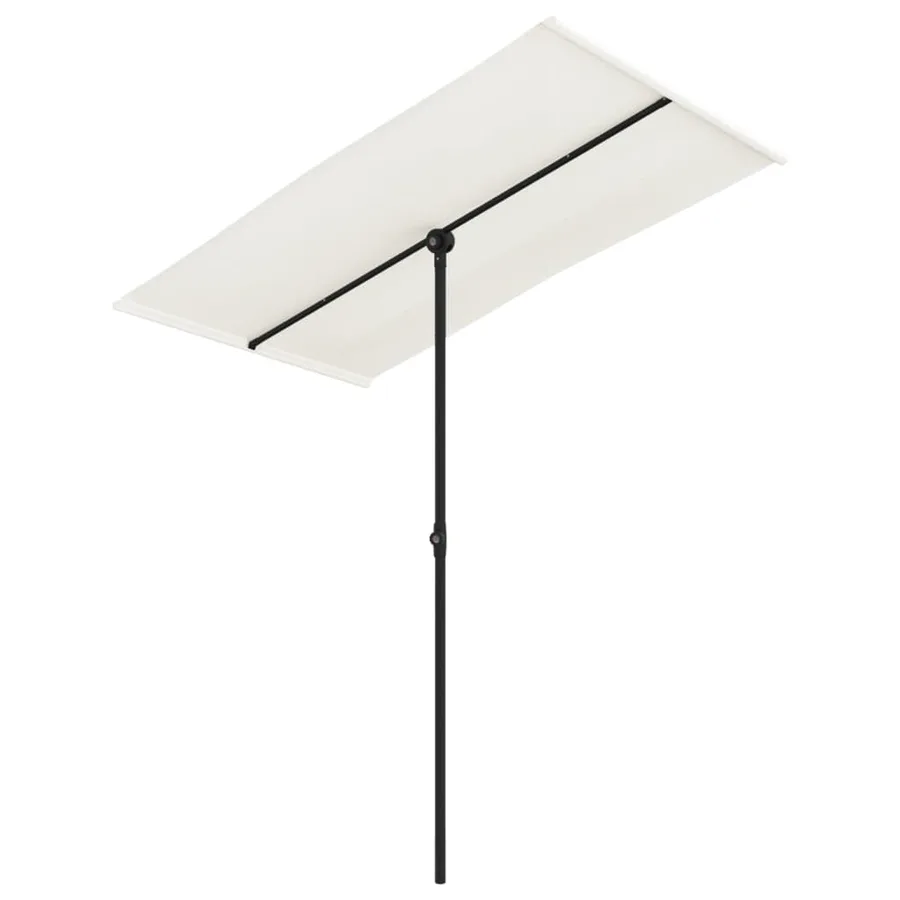 Parasol de jardin avec mât en aluminium 180x110 cm blanc sable - 2