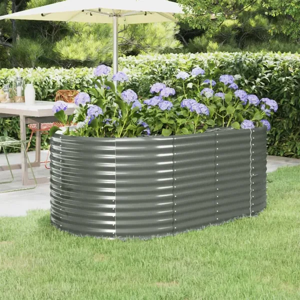 Lit surélevé de jardin Acier galvanisé 175x100x68cm gris