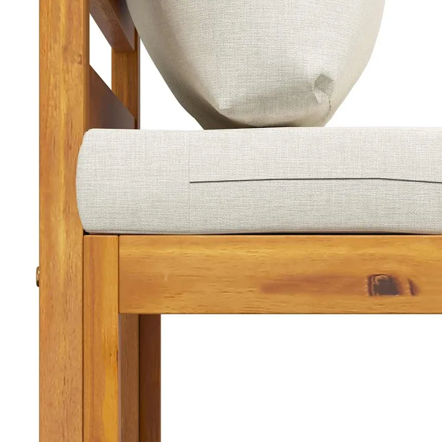 Salon de jardin 3 pcs avec coussins crème Bois d'acacia solide - 11