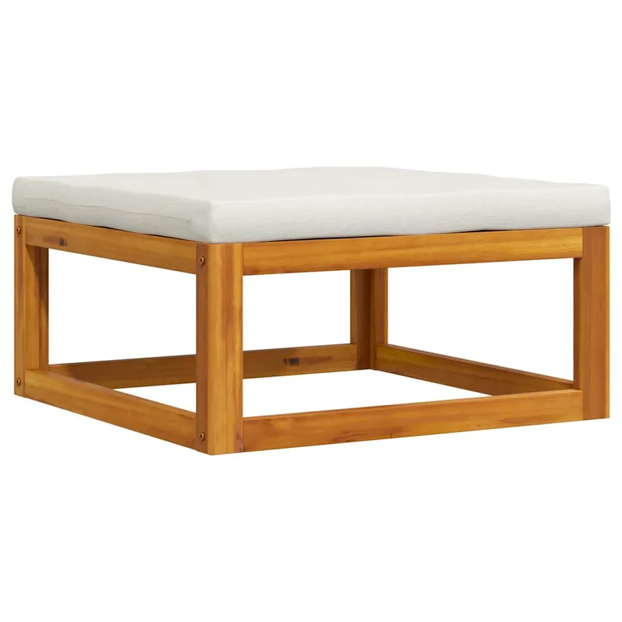 Salon de jardin 3 pcs avec coussins crème Bois d'acacia solide - 6