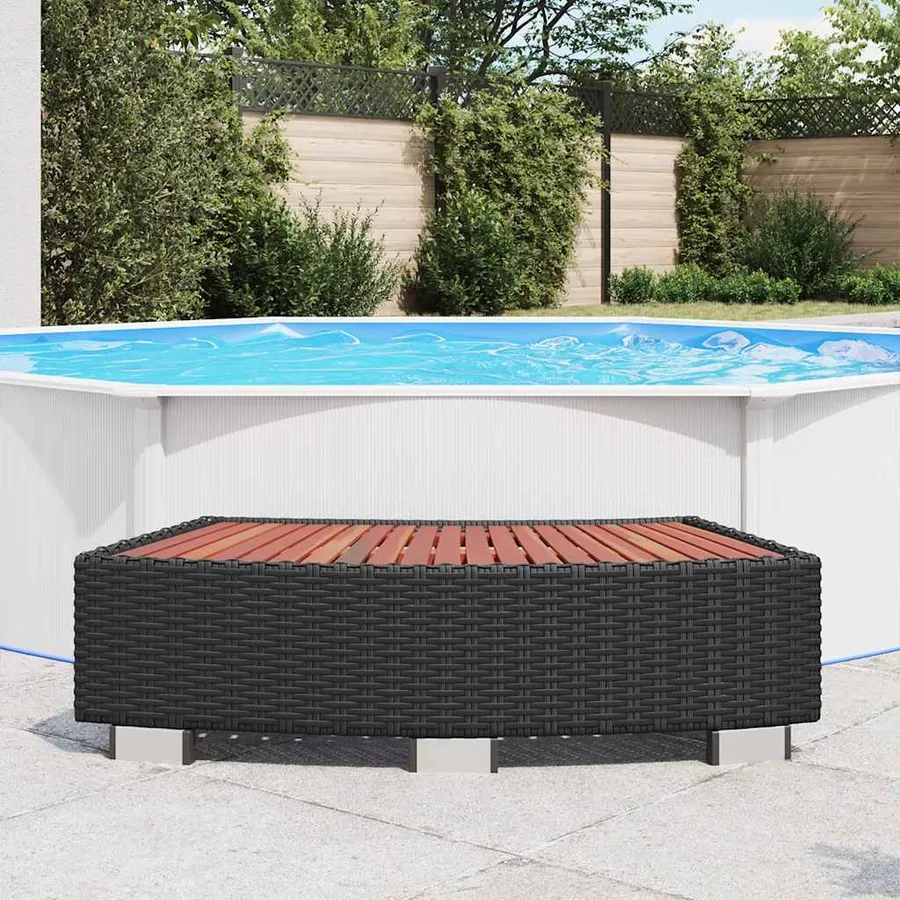 Marche de spa Résine tressée 92 x 45 x 25 cm Noir - 3