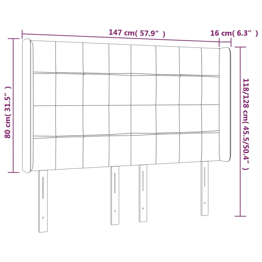 Tête de lit à LED Crème 147x16x118/128 cm Tissu - 6