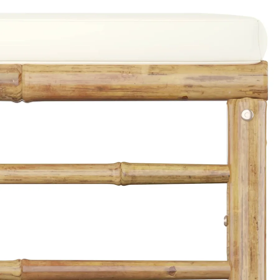 Salon de jardin 9 pcs avec coussins blanc crème bambou - 8