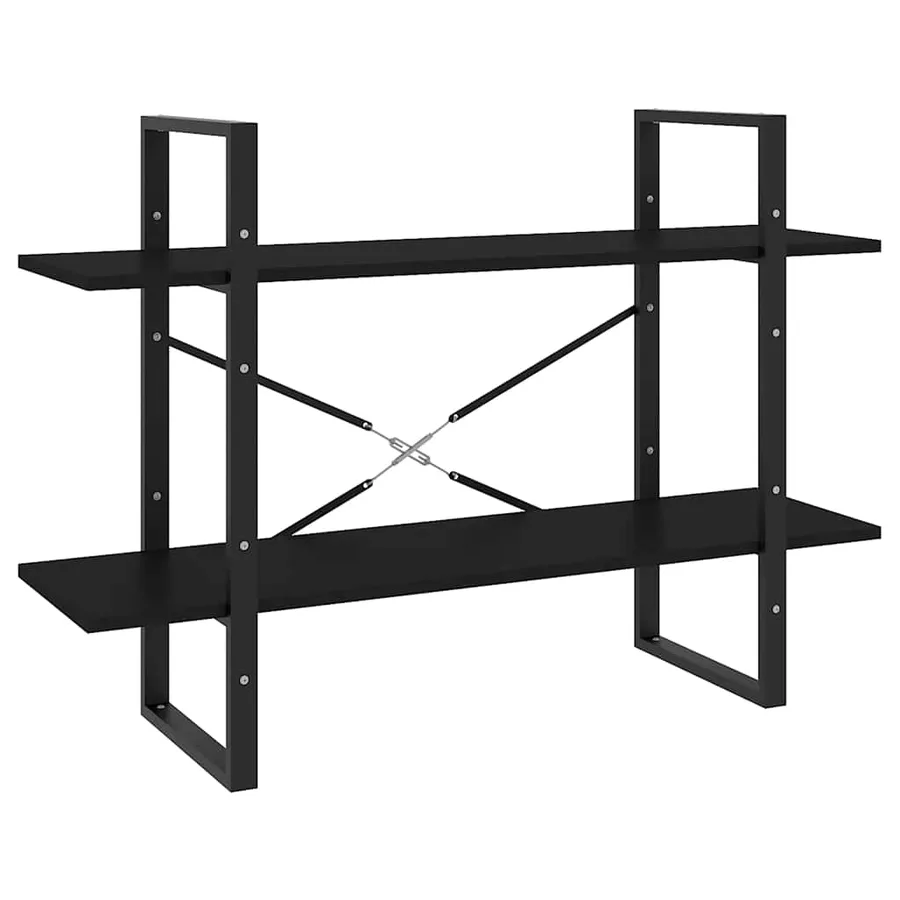 Bibliothèque à 2 niveaux noir 100x30x70 cm bois d'ingénierie - 2