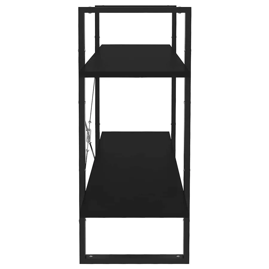 Bibliothèque à 2 niveaux noir 100x30x70 cm bois d'ingénierie - 6