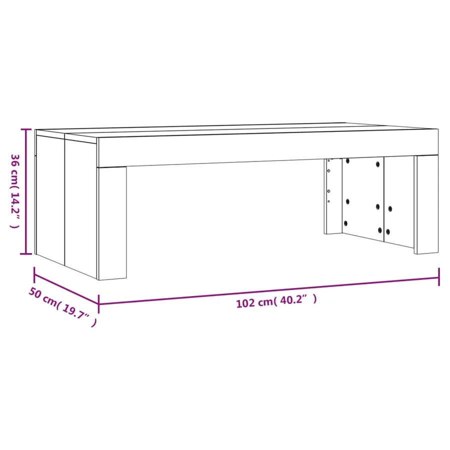 Table basse sonoma gris 102x50x36 cm bois d'ingénierie - 9