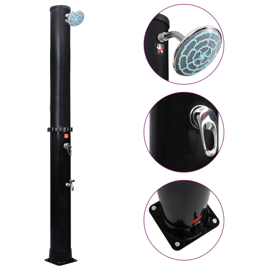 Douche solaire d'extérieur avec pomme de douche et robinet 40 L