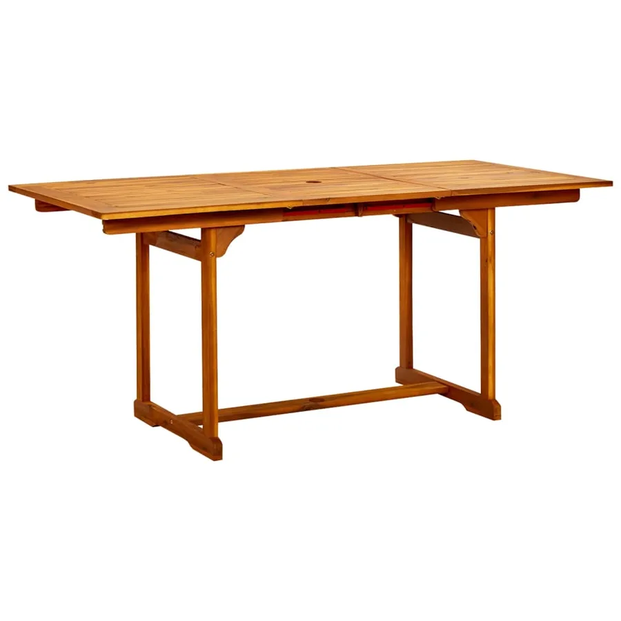 Table à dîner de jardin (120-170)x80x75 cm Bois d'acacia massif - 2