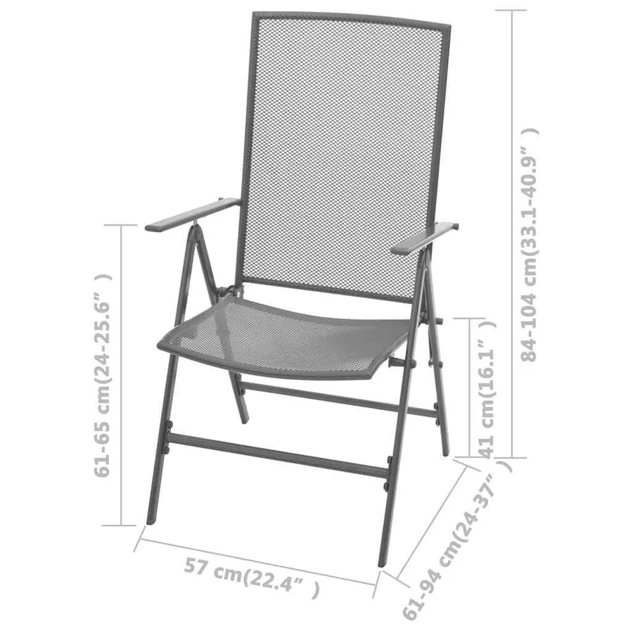 Chaises empilables de jardin lot de 2 Acier Gris - 8