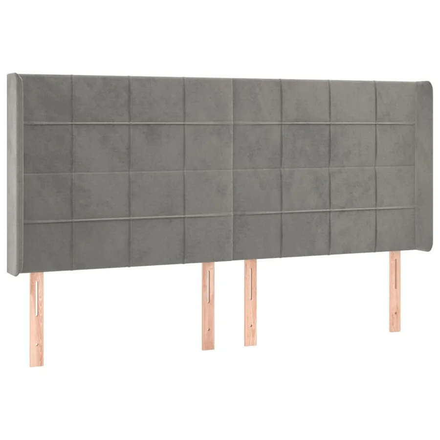 Tête de lit avec oreilles Gris clair 183x16x118/128 cm Velours - 2