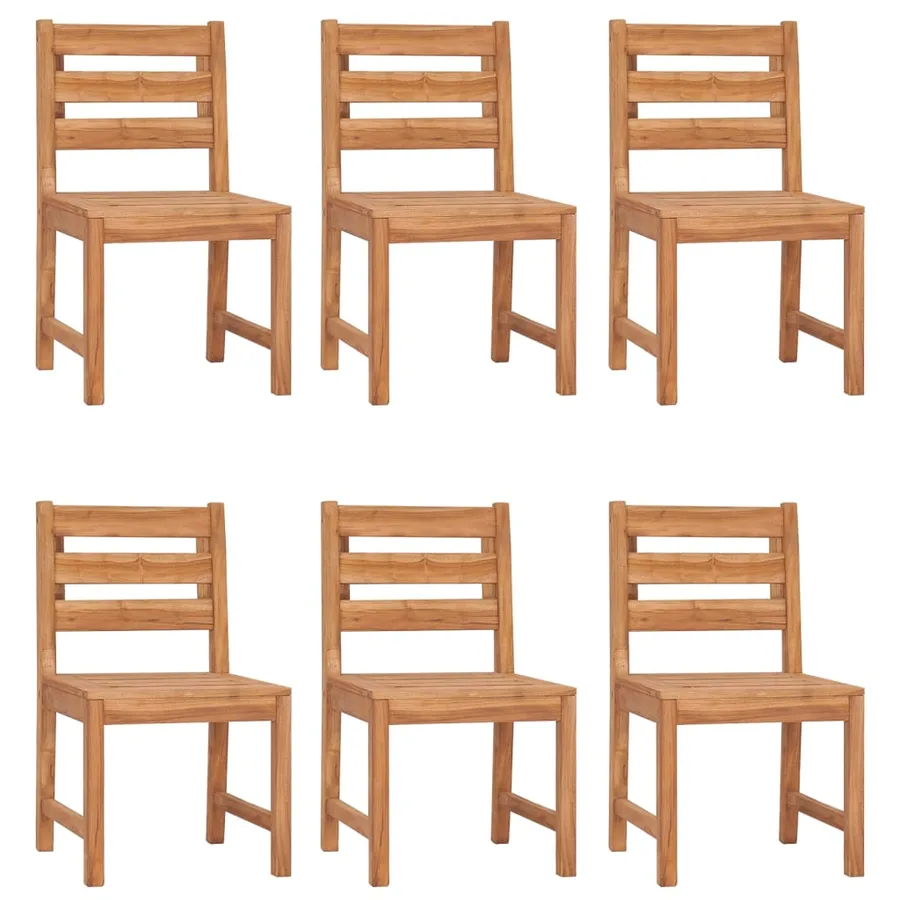 Chaises de jardin lot de 6 Bois de teck solide - 2