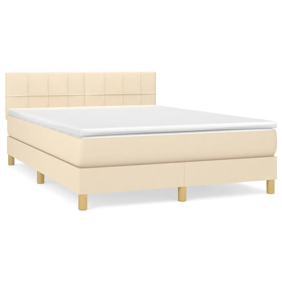 Sommier à lattes de lit avec matelas Crème 140x200 cm Tissu - 2