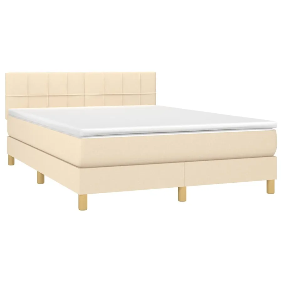 Sommier à lattes de lit avec matelas Crème 140x200 cm Tissu - 3