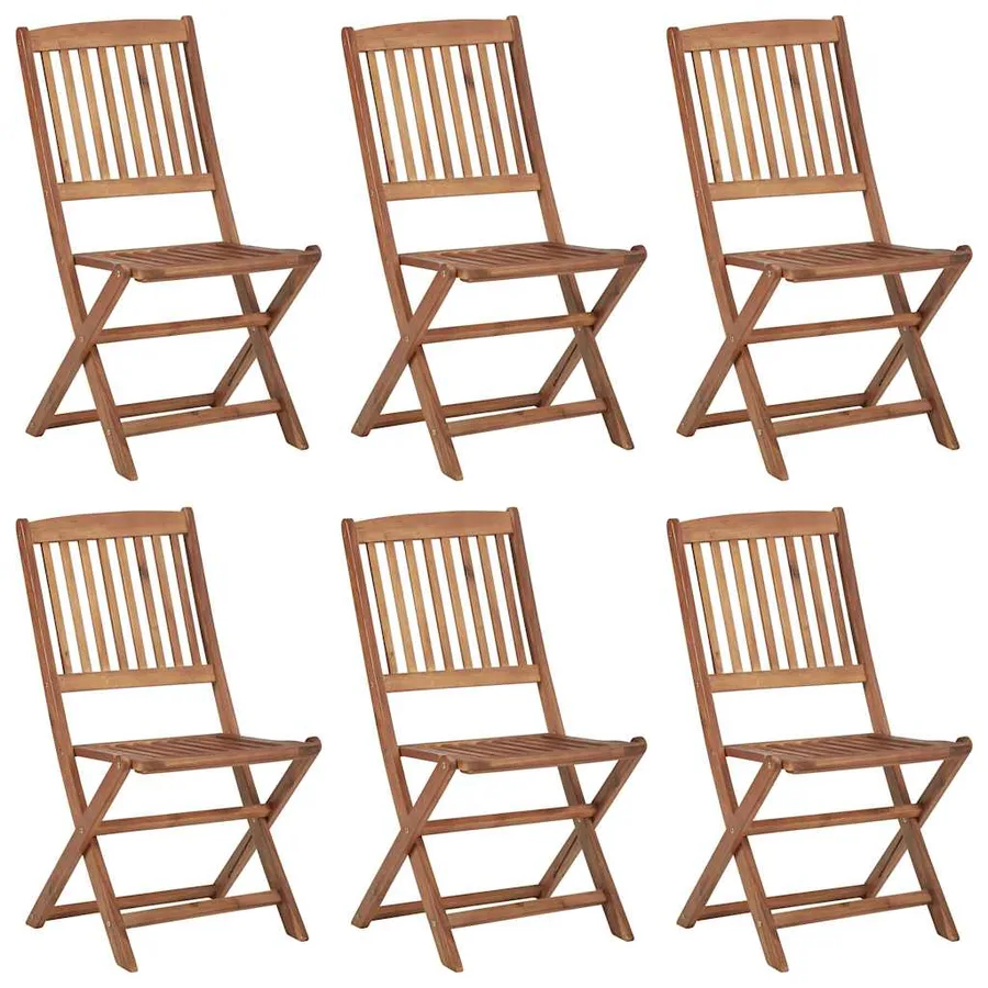 Chaises pliables de jardin lot de 6 avec coussins Bois d'acacia - 2