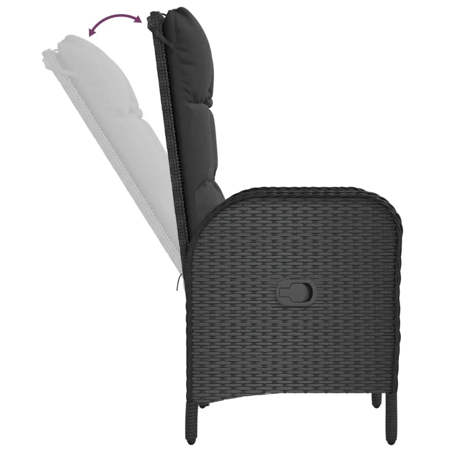 Ensemble à manger de jardin coussins 5pcs Noir Résine tressée - 6