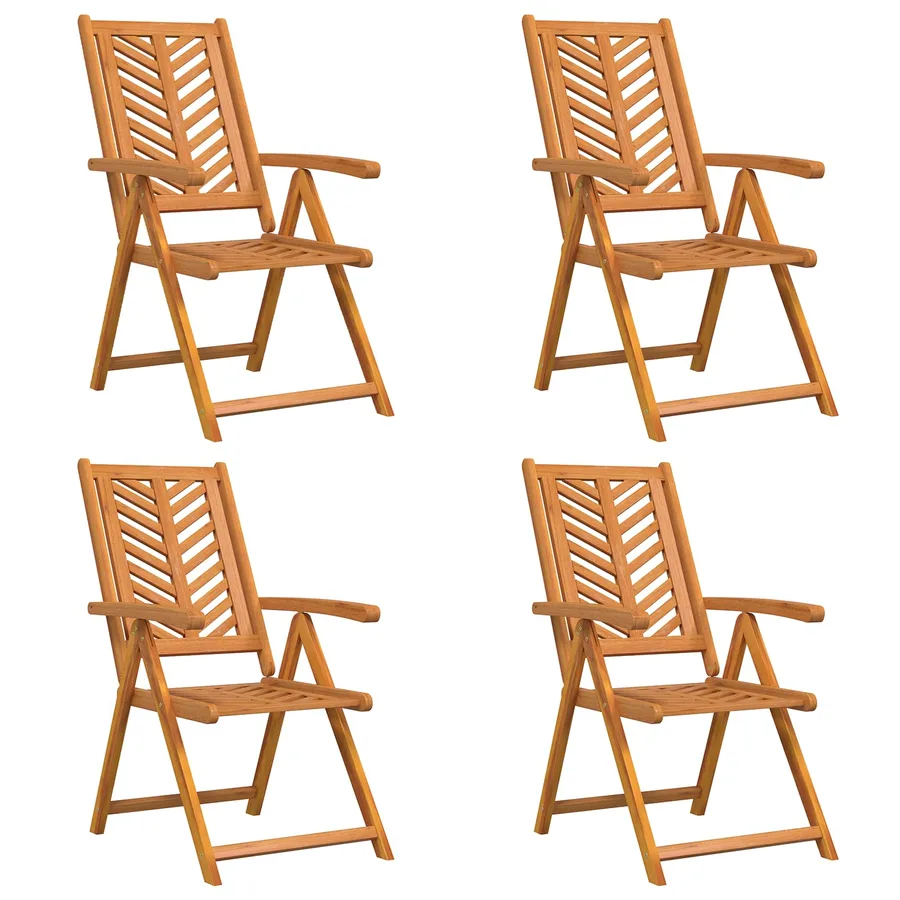 Chaise de jardin 4 pcs Marron Bois d'Acacia Massif - 2