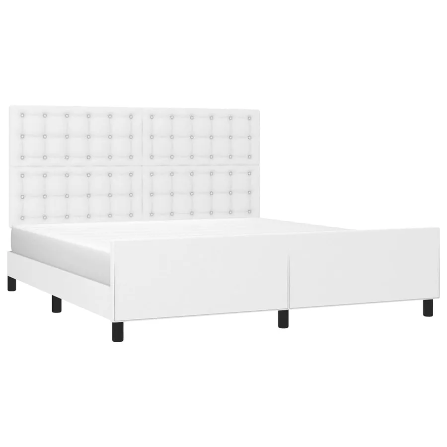 Cadre de lit sans matelas blanc similicuir - 3
