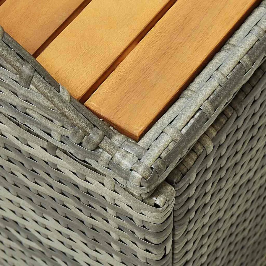 Banc de rangement de jardin 120 cm Résine tressée Gris - 10