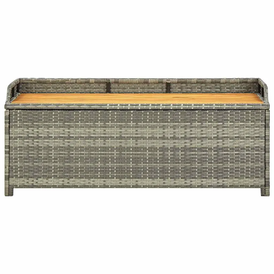 Banc de rangement de jardin 120 cm Résine tressée Gris - 4