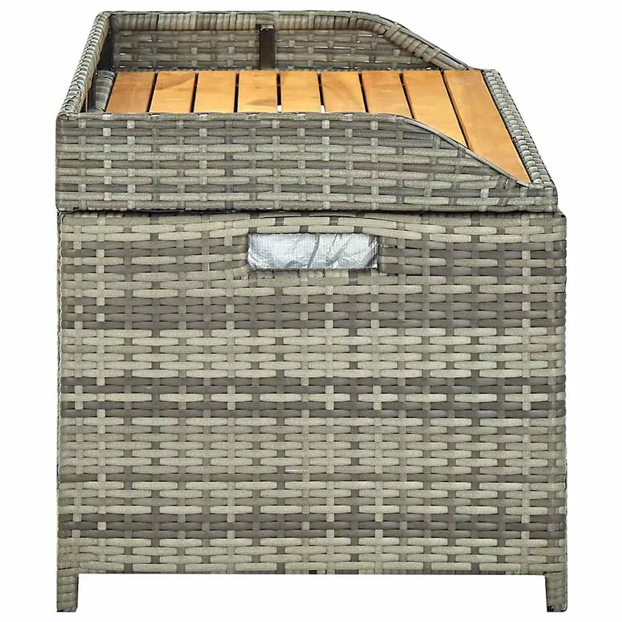 Banc de rangement de jardin 120 cm Résine tressée Gris - 6