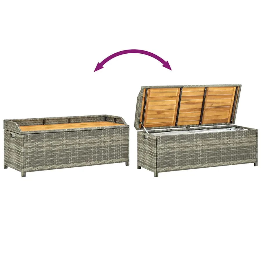 Banc de rangement de jardin 120 cm Résine tressée Gris - 8
