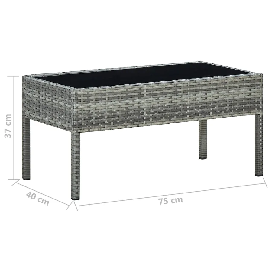 Table de jardin Gris 75x40x37 cm Résine tressée - 5