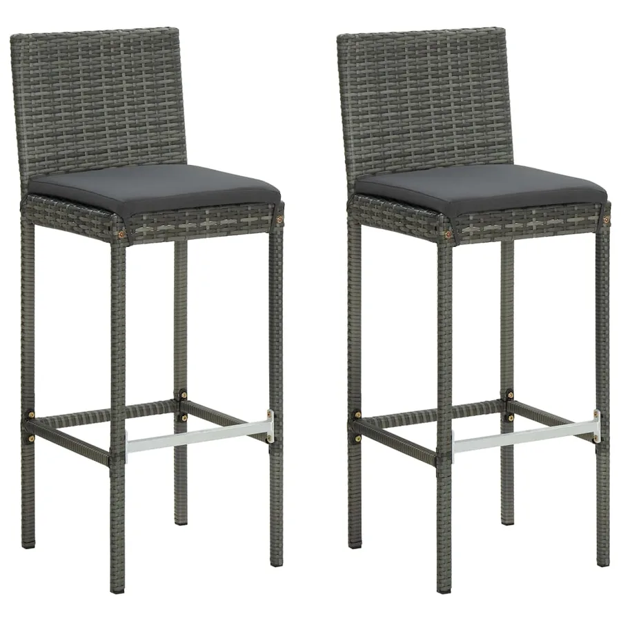 Ensemble de bar de jardin 3 pcs et coussins Résine tressée Gris - 7