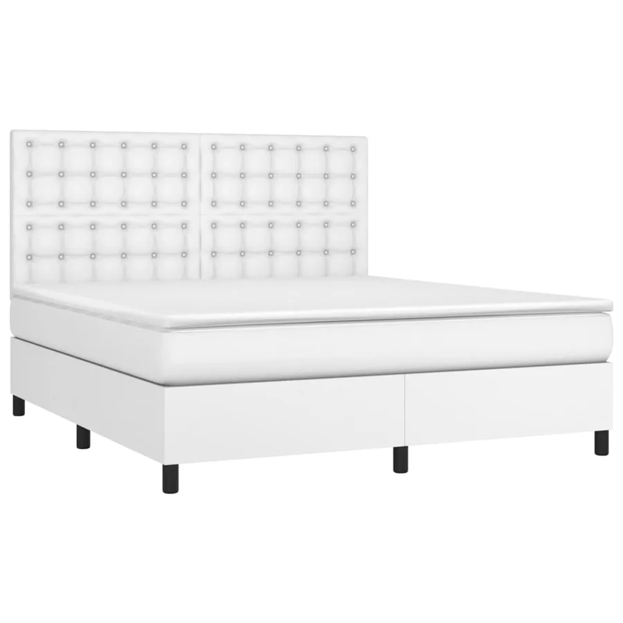 Sommier à lattes de lit avec matelas Blanc 180x200cm Similicuir - 3