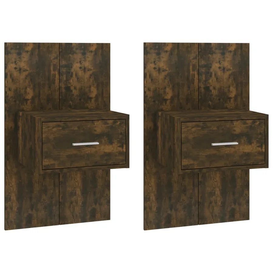 Tables de chevet murales 2 pcs Chêne fumé - 2
