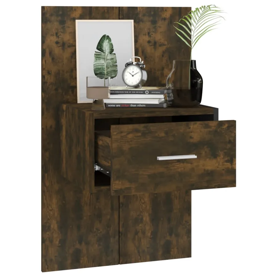 Tables de chevet murales 2 pcs Chêne fumé - 8