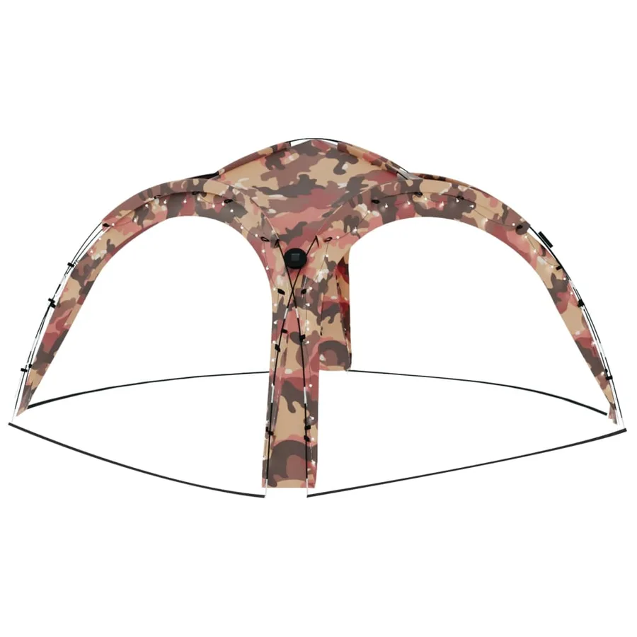 Tente de réception avec LED et 4 parois 3,6x3,6x2,3m Camouflage - 6