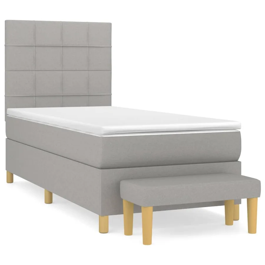 Sommier à lattes de lit et matelas Gris clair 90x190 cm Tissu - 2
